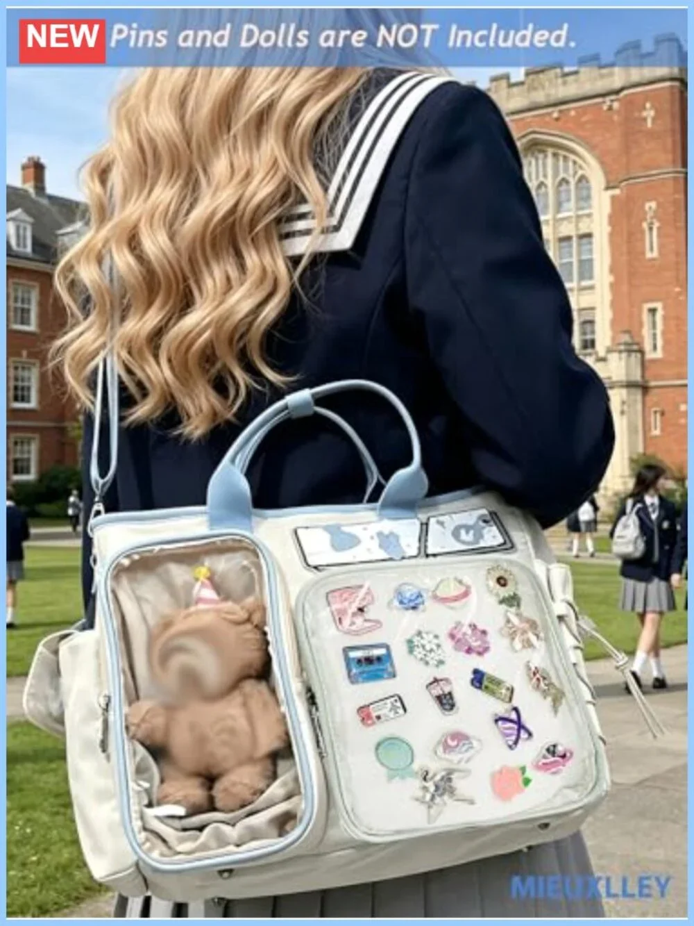 Ita Bag Clear Pin Display Backpack 4-in-1 Crossbody Shoulder Oxford Cloth